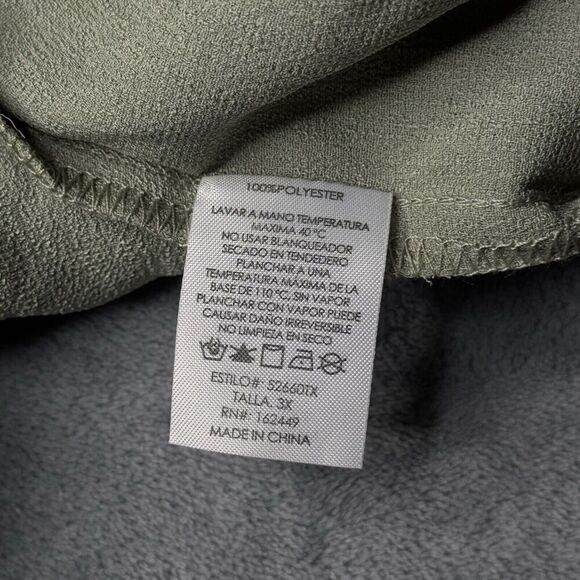 Milk & Honey Sz 3X Women's Blouse Army Green Flutter Ruffle Sleeve Top Shirt - Picture 10 of 13